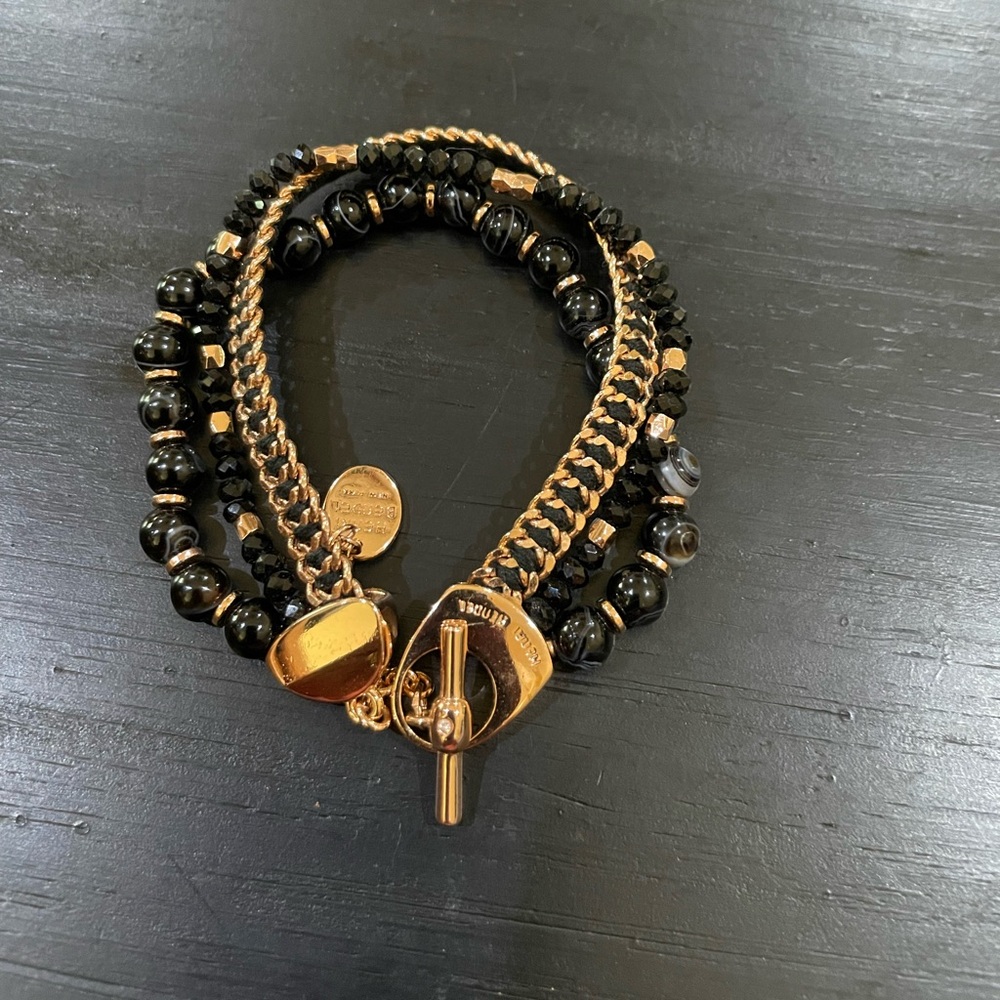NWOT HENRI BENDEL Elegant Black and Rose Gold Bracelet